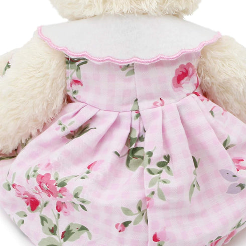 Oitscute Small Baby Teddy Bear, Cute Stuffed Animal Soft Plush Toy 10" (Pink Dress with Rabbit)