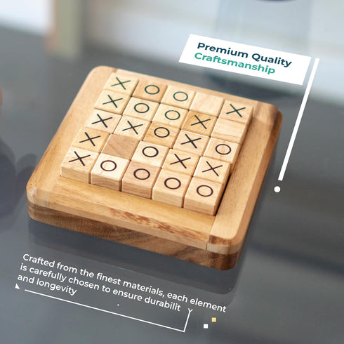 BSIRI Pushing Me Wooden Tic Tac Toe Game - Tabletop Board Game for Farmhouse Decor, Unique Gifts for Adults