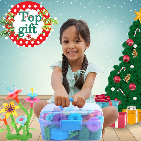 BIRANCO Flower Garden Building Set, 138 PCS Fun Stacking Toys for Toddlers Age 3-6, Educational STEM Gardening Gift
