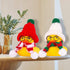 Christmas Rubber Ducks Toys - Yellow Duck Car Ornaments with Mini Beanie Hat and Scarf for Home Decor