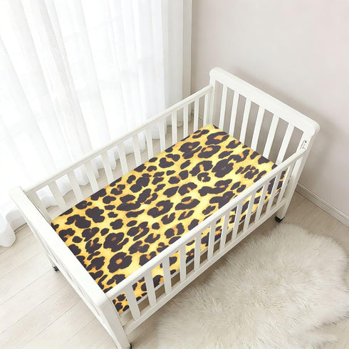 Bseiialft 52 28 Brown Black Cheetah Leopard Print Crib Sheets for Boys Girls Soft and Breathable Cotton Baby Sheets