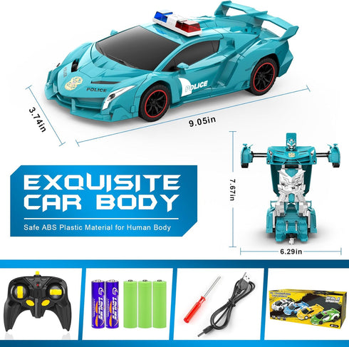 FDJ Remote Control Car - 2 in 1 Transforming Car Robot, One Button Deformation to Robot, 1:18 Scale, 360 Degree