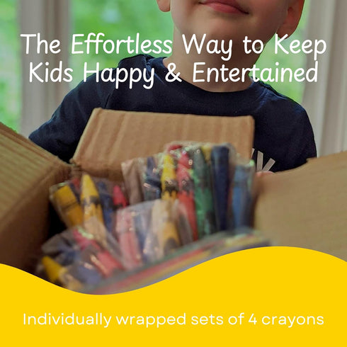 25 Sets 4-Packs (100 CrayonKing of Bulk Crayons) Non-Toxic, Individually Wrapped, Perfect for Parties, Restaurants