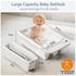 0 36 Collapsible Baby Bathtub - Large Capacity Baby Bath Tub with Thermometer & Soft Cushion | Portable Travel Newborn