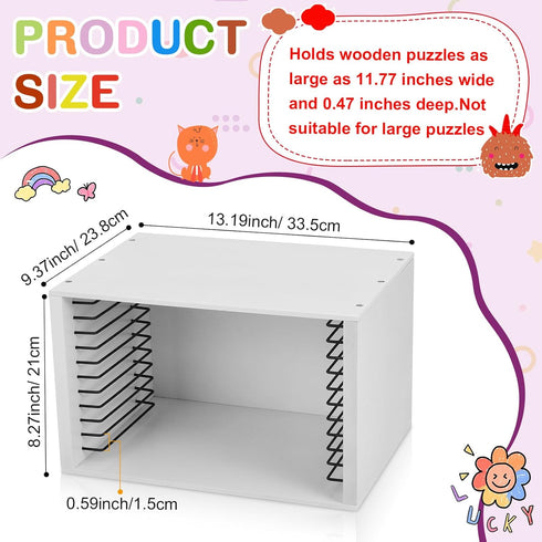 12-Slot 11.7", Sintuff Wooden Puzzle Organizer Rack, Jigsaw Puzzle Holder for Standard Size Puzzles up to Layered