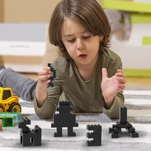 Classic Bulk Brick Block 2x4, 200 Piece Building Brick Black, Creative Play Set Compatible with Lego Parts and Pieces