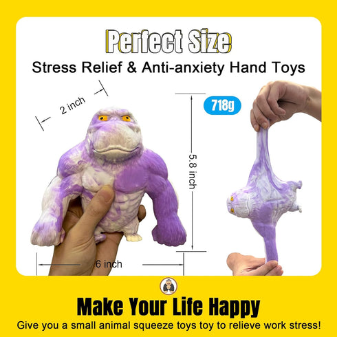 Super Stretchy Gorilla Fidget Toy (Purple) - Funny, Squishy & Perfect for Stress Relief, Collectible Sensory Toy