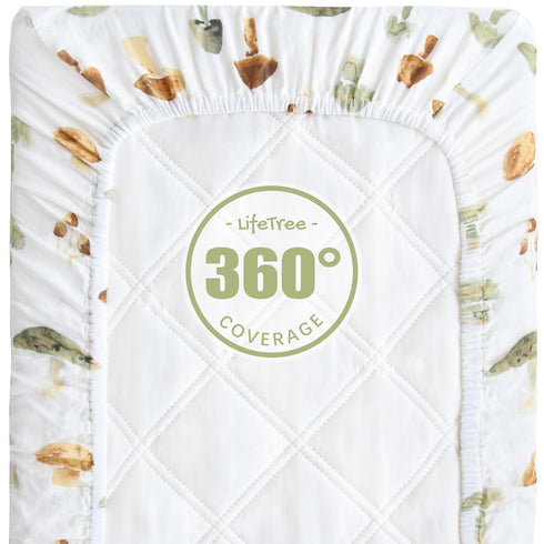 LifeTree Muslin Changing Pad Cover, Mushroom, 16"x32", Soft Boho Sheets for Baby Girls Boys, 70% Viscose, 30% Cotton