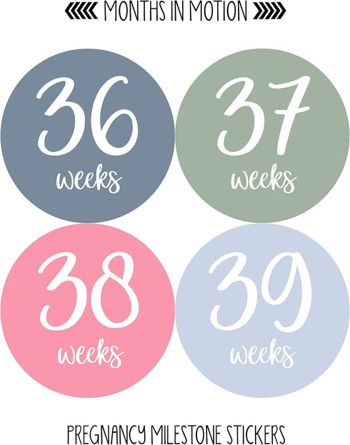 Pregnancy Weekly Belly Growth Stickers - 36 pcs Purple Pink, Matte Finish for Maternity Photo Sessions