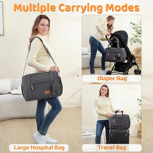 Spacious JOLLITO Travel Diaper Tote - Large Capacity with Changing Pad & Ideal for Hospital Use