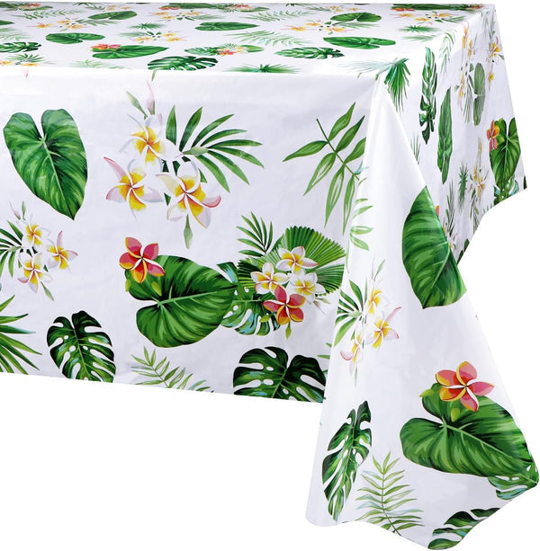 3 Pack Hawaiian Luau Tablecloths for Party Decoration, Aloha Tropical Palm Leaves Table Covers