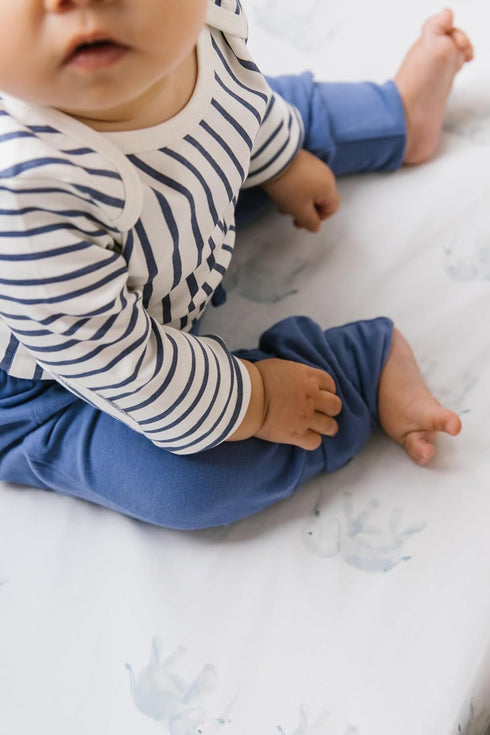 52L 28W 8H Pehr Crib Sheet, Follow Me Elephant | Breathable Brushed Organic Cotton for Soft Sleep | Fits Standard Crib