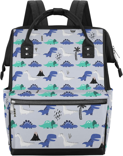 Honeybaby Backpack 19L Diaper Bag for Mom & Dad Cartoon Dino Dinosaurs Large Diaper Bag Tote with Multi-Pocket