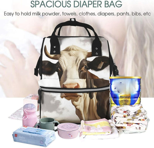DWVTSLH Backpack Mummy Backpack Farm Animal Cow Diaper Bag Multifunction Nappy Bags Waterproof Large Capacity Travel