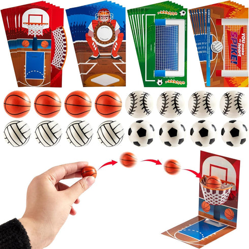 36 JOYIN Pcs Valentines Day Soccer Football Volleyball Basketball with Sports Game Cards for Kids Valentine's Classroom