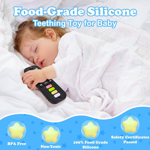 GUIGUZHJ 3-18 Baby Silicone Teething Toys, Simulation TV Remote Control Shape Teether Toys for Toddlers Months, Boys