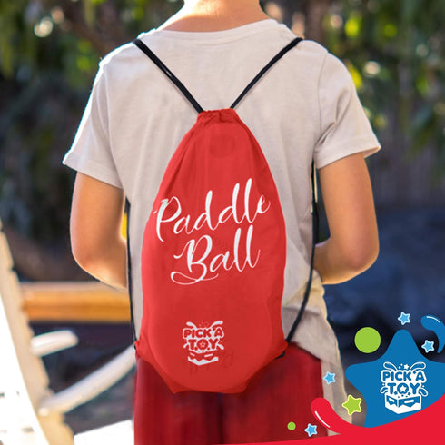 Wooden Paddle Ball Set of 2 - Fun Classic Indoor Outdoor Toy with Red Carry Bag for Boys and Girls