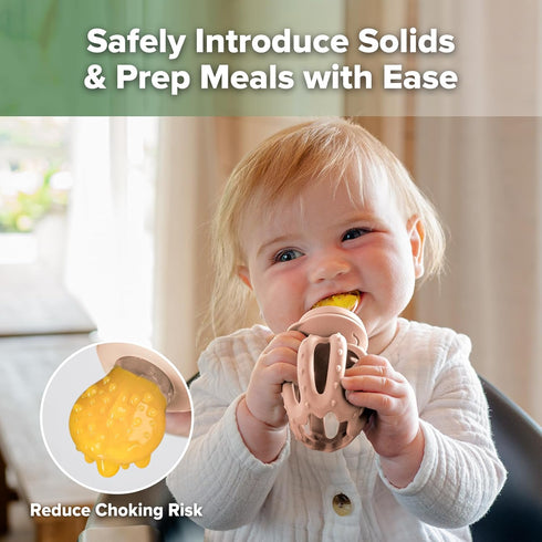 4 Haakaa Octopus Baby Fruit Food Feeder & Mini Freezer Nibble Tray Combo, Breastmilk Popsicle Molds for Cooling Relief