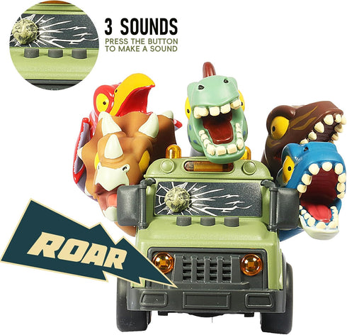 DINOBROS Dinosaur School Bus Toy with Lights & Sounds - Friction Powered Fun