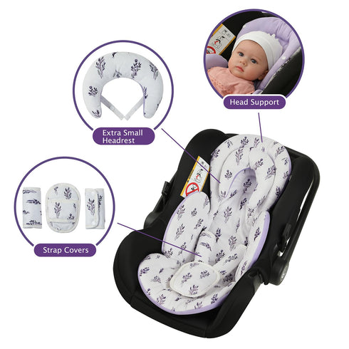 Memobella Set, Infant Car Seat Insert, Body Support for Baby Newborn Infant Toddler with Extra Headrest, Shoulder Pads