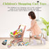 54pcs Playset RedCrab Kids Shopping Cart Toy Supermarket Included Grocery Cart Toy,Credit Card Pretend Fruit Vegetables