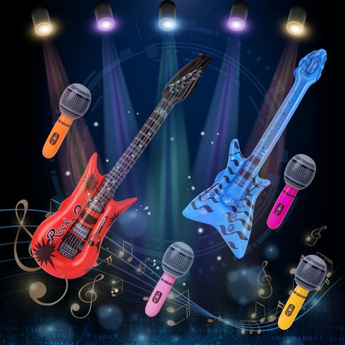 16 Pcs Inflatable Rockstar Toy Set - Inflatable Instruments Set for Rock n Roll Party Decorations | Guitar, Lute,