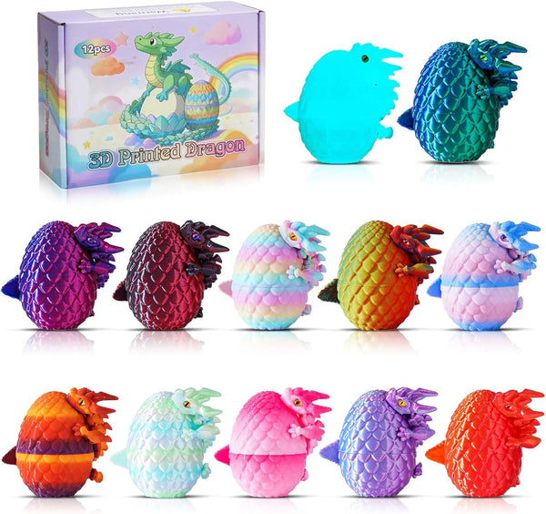 SYEFKJSA 12PCS 3D Printed Dragon Eggs with Dragon Inside, Mini Dragon Egg Set
