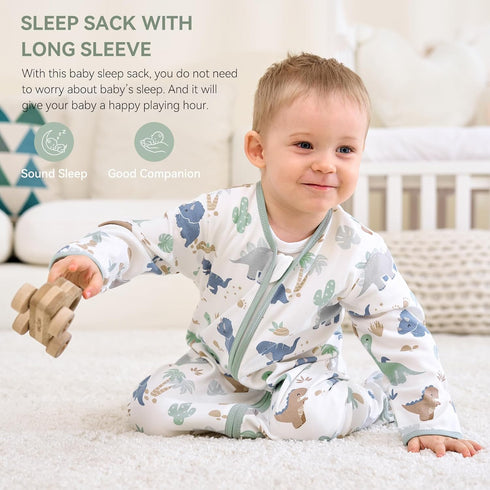 12-18 0.5 2-Way 2 Pack(Large) Baby Sleep Sack Months, Long Sleeve Baby Wearable Blanket Tog with Mittens, Zipper