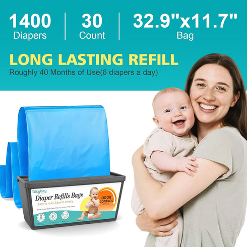 Pails,5-Pack (150 7000 Diaper Pail Refill Bags Compatible with Diaper Genie Easy Roll Signature & Platinum Bags) Hold