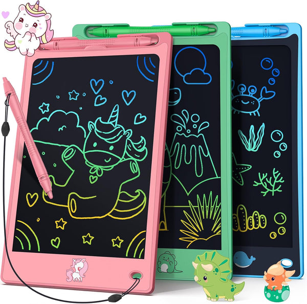 FLUESTON 8.8 Inch LCD Writing Tablet for Kids - 3pcs in 1 Pack Drawing Pad Toy for Boys Girls 3-8 Years Old