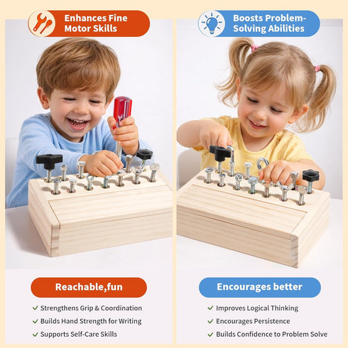 Set,Montessori 3 4 5 Set,Sensory INIFEIDALA Kids Tool Educational Toys for Year Old,Montessori Screwdriver Board