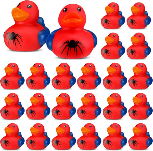 Leyndo 24 Pcs Spider Rubber Duck Bulk Spider Birthday Party Decoration Favors