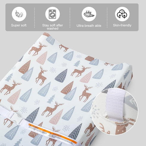 FHMJYH 2 Pack Changing Table Pad Cover Elastic Changing Pad Cover Premium Baby Changing Pad Cover for Boys Girls Soft