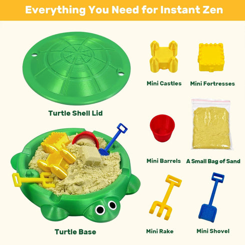 Estairkas Mini Turtle Sandbox Zen Garden for Desk, Desktop Sandbox on the Go Stress Relief, Mini Desk Zen Sand Garden