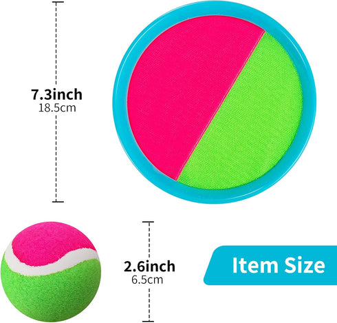 Outdoor Games for Kids Ages 4-8 - Toss and Catch Ball Set with 4 Paddles, 4 Balls, Storage Bag, Yard Fun