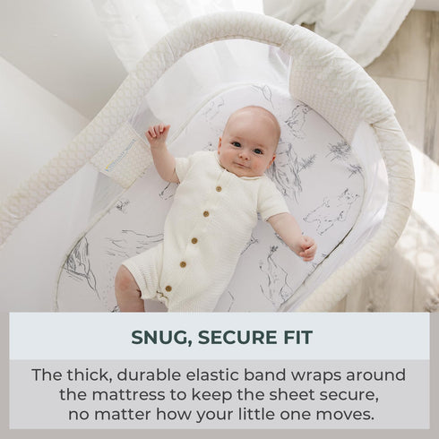 2 Pack Pobibaby - Premium Bassinet Sheets for Standard Bassinets - Ultra-Soft Cotton Blend, Stylish Woodland Pattern