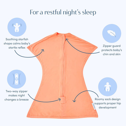 (4-8 SleepingBaby Bamboo Zipadee-Zip Transition Swaddle - EverSoft Starfish Design Breathable Wearable Blanket