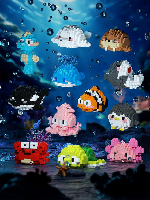 Jollcnoia Penguins Cute Sea Animals Creature Building Toy Blocks Marine Life Mini Bricks Micro Building Toys