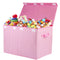 Large Toy Storage Box Chest for Kids, Sturdy Organizer Bin with Lid for Living Room, Nursery, Bedroom, Pink