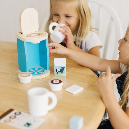 11-Piece Set Set Melissa & Doug Brew and Serve Wooden Coffee Maker - Play Kitchen Accessories Pretend Play Kitchen