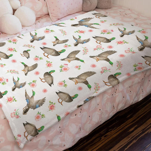 Mallard Duck Boho Floral Baby Blanket, 30x40, Soft Warm Receiving Blanket for Boys & Girls, Toddler Nursery