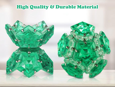 12 Set Magnetic Fidget Sphere - Pentagons Magnets Balls - Piece - Crystal Green - Magnet Fidgets Toy - Creativity