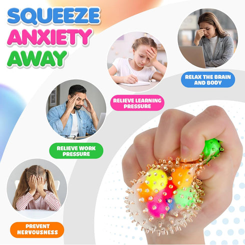 6 Set Squishy Sensory Stress Squeezing Balls forAdults: Best Calming Tool to Relieve Anxiety, Vent Mood and Improve