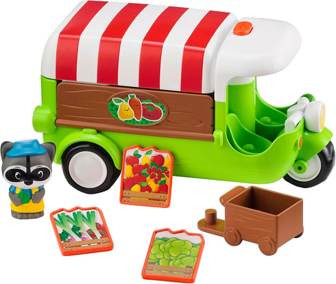 Klorofil 6pc Playset, 18Mo+ Timber Tots: Food Truck - Mobile Vehicle Shop & Character Racoon Animal Figurine