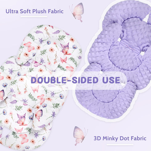Pack Set Pea Pod of Baby Car Seat Head Support and Nursing Pillow Cover with Beautiful Buitterfly Patterns