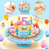 Set HAPGFS Wooden Birthday Cake Toy for Kids, Realistic Birthday Cake with Candles and Fruits for Pretend Play, Wooden