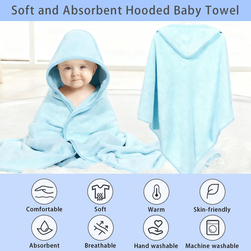 GINUMWA 4 Pack 32x32 Inch (2X 2X Hooded Baby Towels, Absorbent Bath Towels, Soft Coral Fleece Hooded Towel