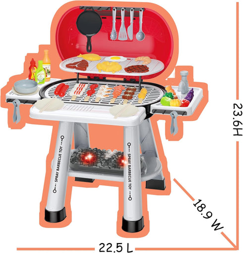 MUGEYMYD Sets 3-5, Playset 4-8. Play Kitchen Toy for Toddlers Indoor Outdoor Interactive Kids BBQ Grill with Smoke
