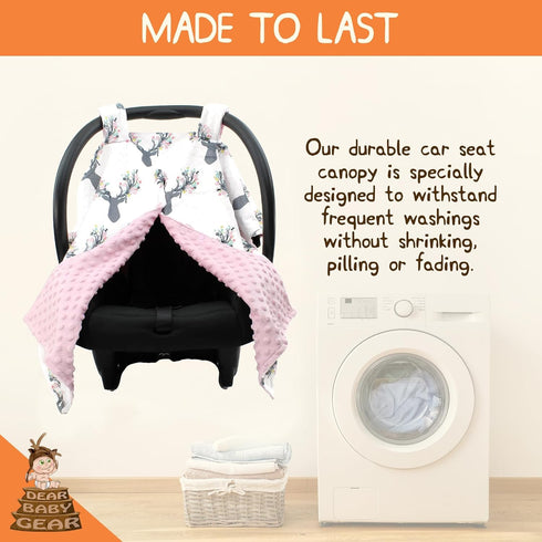 Dear Baby Gear Baby Car Seat Canopy - Infant Car Seat Cover with Snap Opening for Boys & Girls