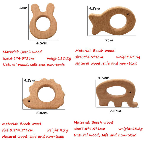 Nature Baby Teething Toys - 11pc Wooden Teether Montessori Set, Organic Infant Teether Handmade Pendant Gift
